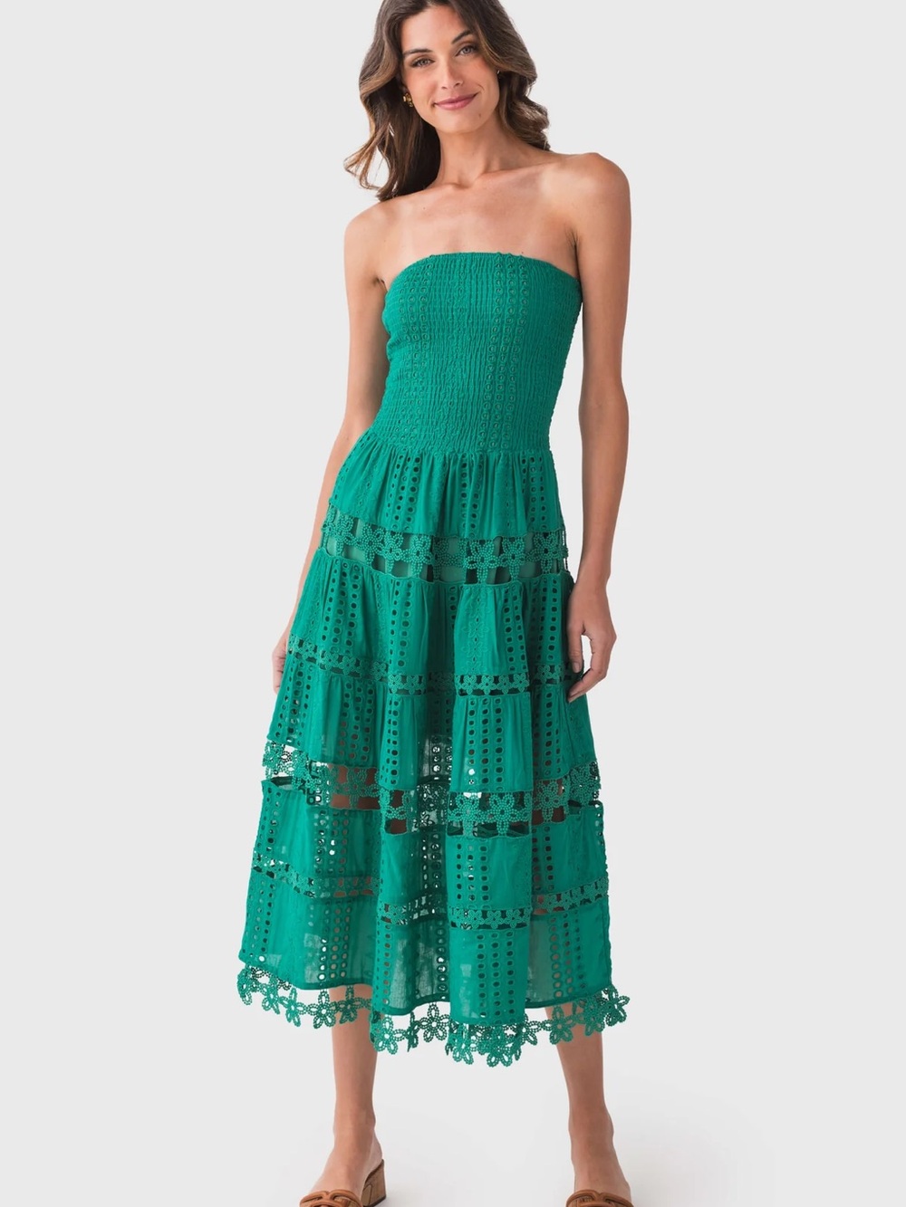Strapless Green Maxi Dress - Picture 2 of 5